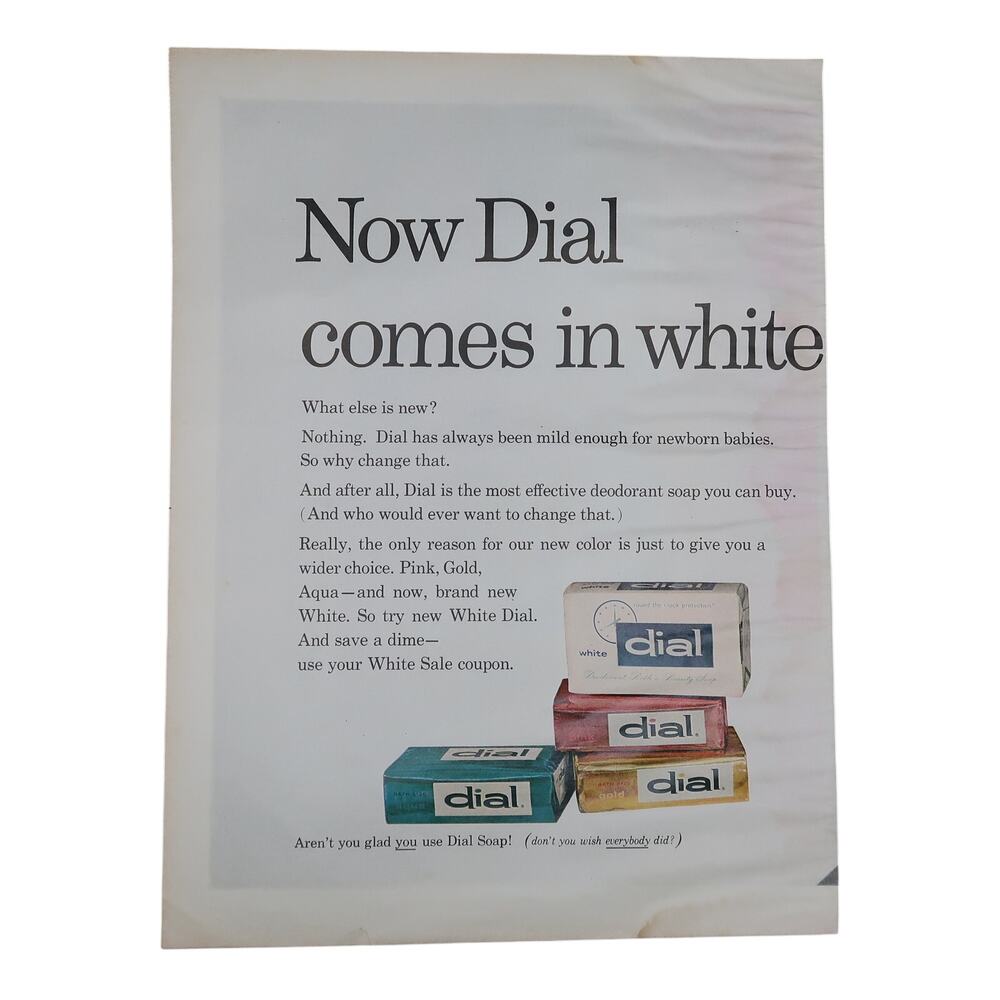Dial Bar Soap Magazine Advertisement Large Color 1965 Vintage Original Beauty